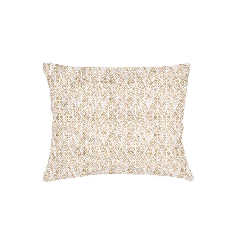 Beige Geo Palm Velvet Dutch Euro Pillow 28x36 with Down Alternative Insert