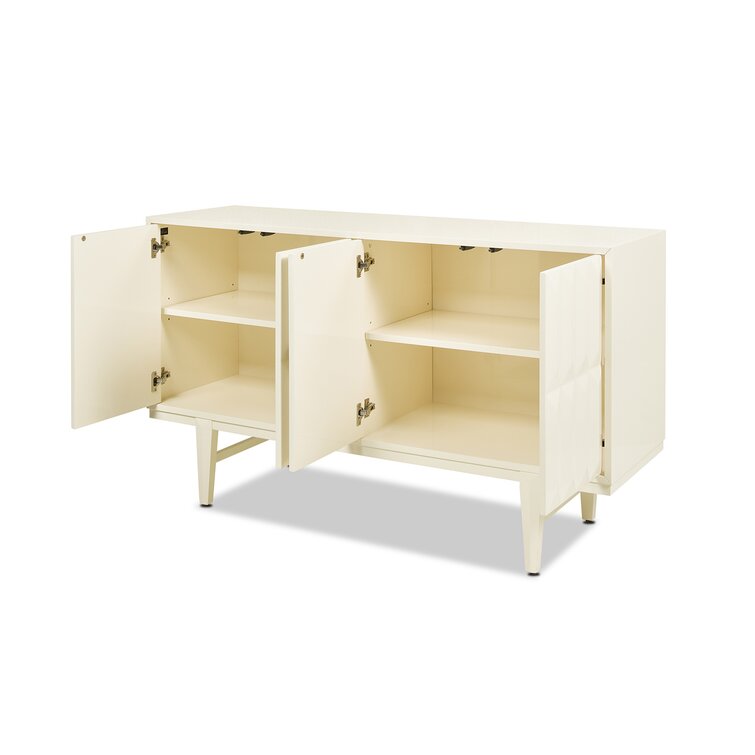 Facino 58.5 Modern Sideboard Storage Buffet Table, White Lacquer Birchwood Corrigan Studio