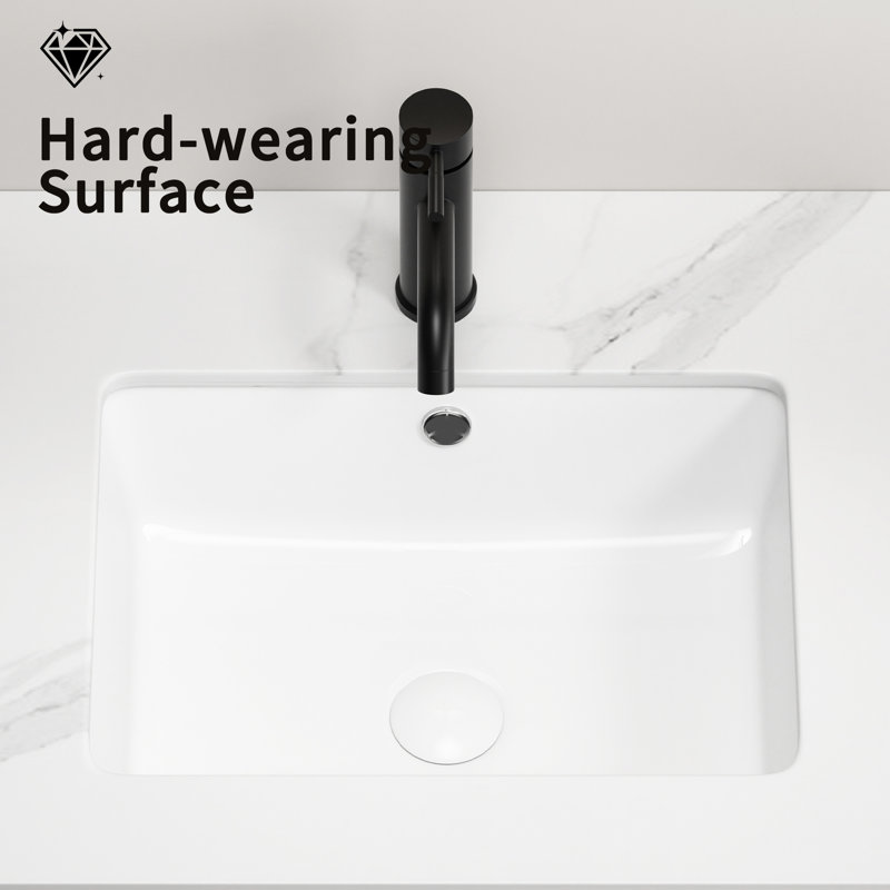 18X14 Inch Undermount White Ceramic Vessel Bathroom Sink, Built - In Overflow, Smooth Design For Indoor And Traditional Bathrooms Milk 7 Inches High, American Style Home Lavatories