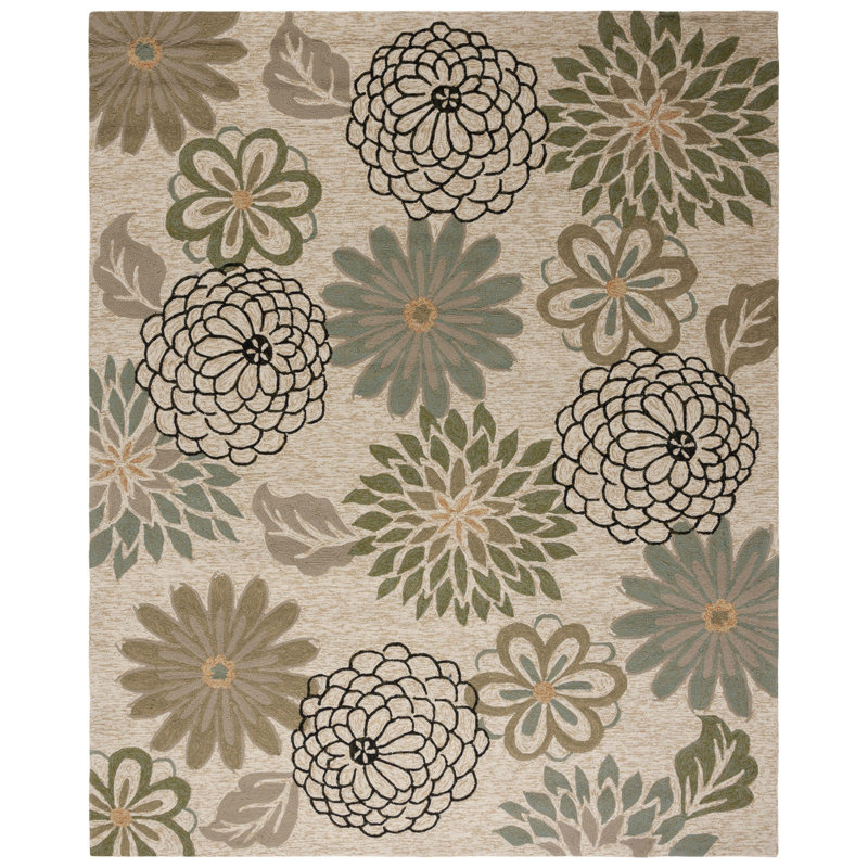 Tapis intérieur / extérieur beige / multicolore crocheté à la main Aldford, Rectangle 8 pi x 10 pi