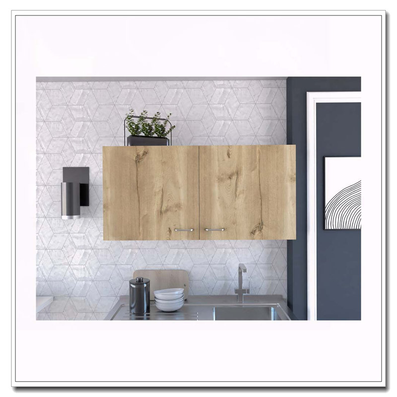 Armoire murale rectangulaire 2 portes blanche et chêne clair