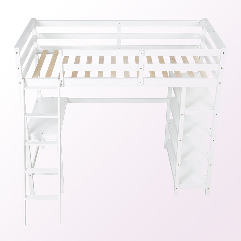 Eseosa Kids Loft Bed, White, Twin