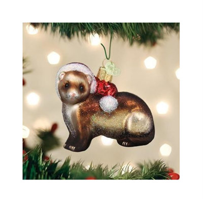 Ornement de Noël en verre soufflé Old World pour arbre de Noël, furet de Noël