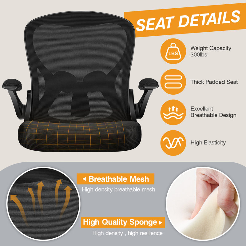Kyanna Ergonomic Mesh Drafting Chair, Black, Black