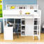 Lit mezzanine simple en bois avec tablettes de rangement, garde-robe et bureau-1680794091