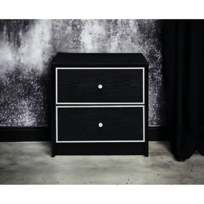 Modern Black And Silver Accent Table With Spacious Interior Space In Generous Storage Capacity