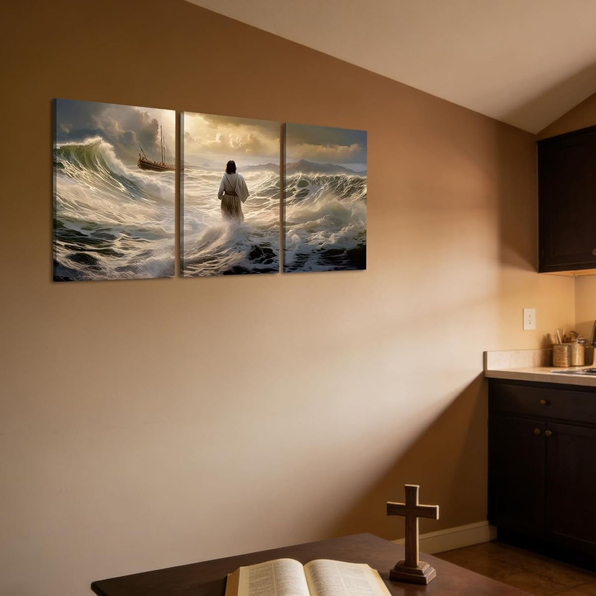 Ophelia & Co. 3Pcs Jesus Walking On Water Canvas Wall Art Christian ...