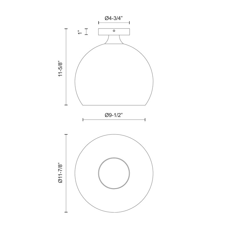 Castilla Matte Black Globe Flush Mount with Opal Matte Glass