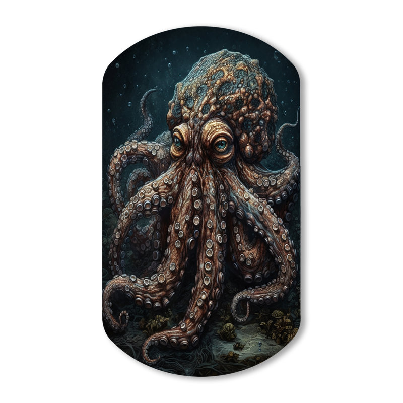 Manders - Octopus cylindrique, art mural asymétrique en métal, H 31 po x l 19 po