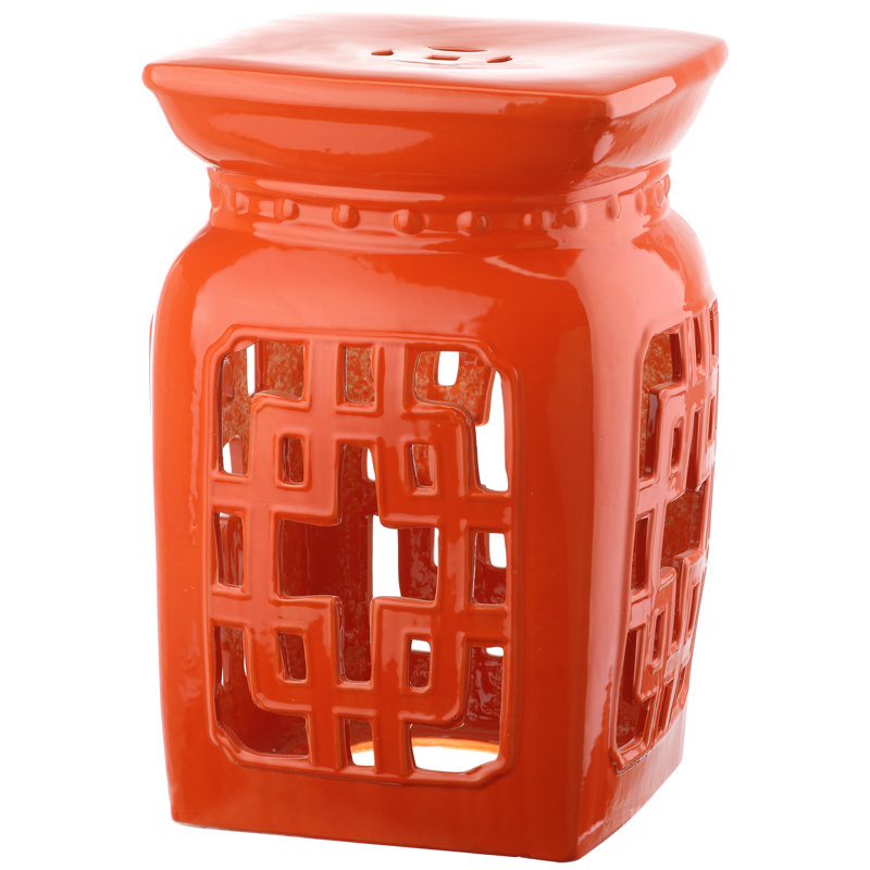 Amedee Ceramic Accent Stool, Orange