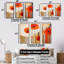«Bold Orange Cubic Flowers», ensemble d'art mural sur toile géométrique-107740776-107740781