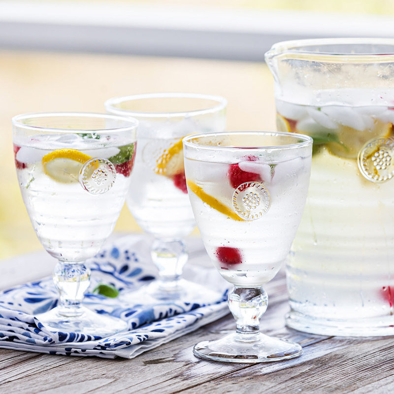 French Country Clear Embossed Goblet Glass