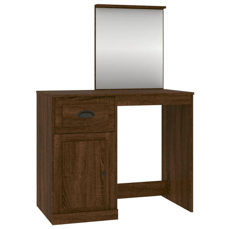  Coiffeuse moyenne en bois d'ingénierie, Chêne brun, with mirror
