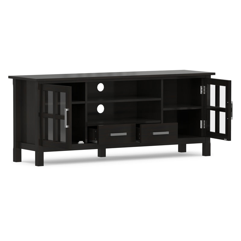 Kitchener 60"W Solid Wood Contemporary TV Stand for TVs up to 65" with 2 Cabinets, 2 Drawers, and Adjustable Shelves