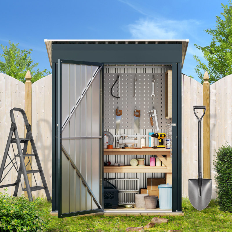 5 Ft. W X 3 Ft. D Outdoor Metal Storage Shed, Black