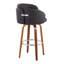 Tabouret de bar à hauteur fixe en bois de noyer et similicuir noir avec repose-pieds rond chromé - ensemble de 2-380747983