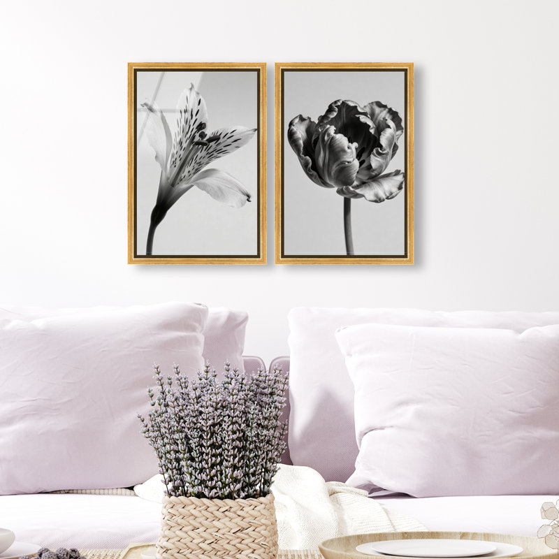 Peeking Flowers Set High-Gloss Frameless Acrylic Glass Wall Art Floral & Botanical Print by Oliver Gal, Ready to Hang, 10 x 15