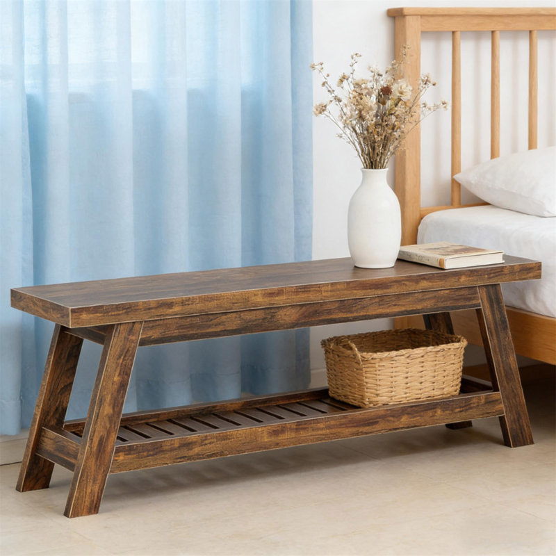 2-Tier Entryway Bench,Storage Side Table,Foyer Seating Bench,Entryway Table
