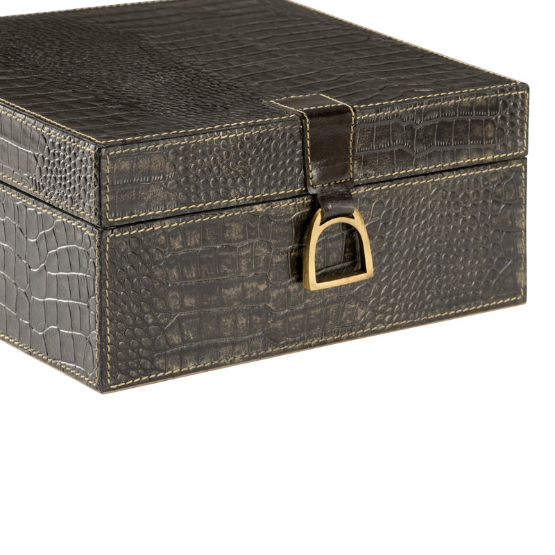 Croc Decorative Box, 4.8" H x 10.3" W x 10" D