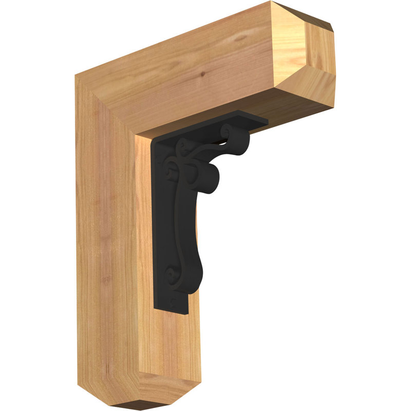 Orleans 4" Thick Triple Bracket Craftsman Ironcrest, 4"W x 2"T Western Red Cedar (Rough Sawn), 12"H x 9 1/2"D
