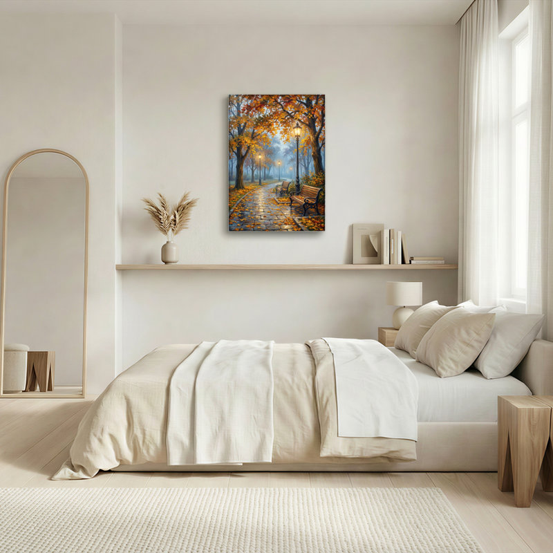 Ensemble de 1 tableau sur toile Chemin d'automne, H 18 po x l 12 po, Toile tendue