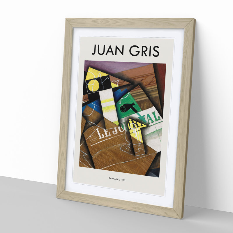 Fantomas by Juan Gris - 1 Piece Single Picture Frame Wall Art, 65cm H x 48cm W x 2cm D, Oak Framed