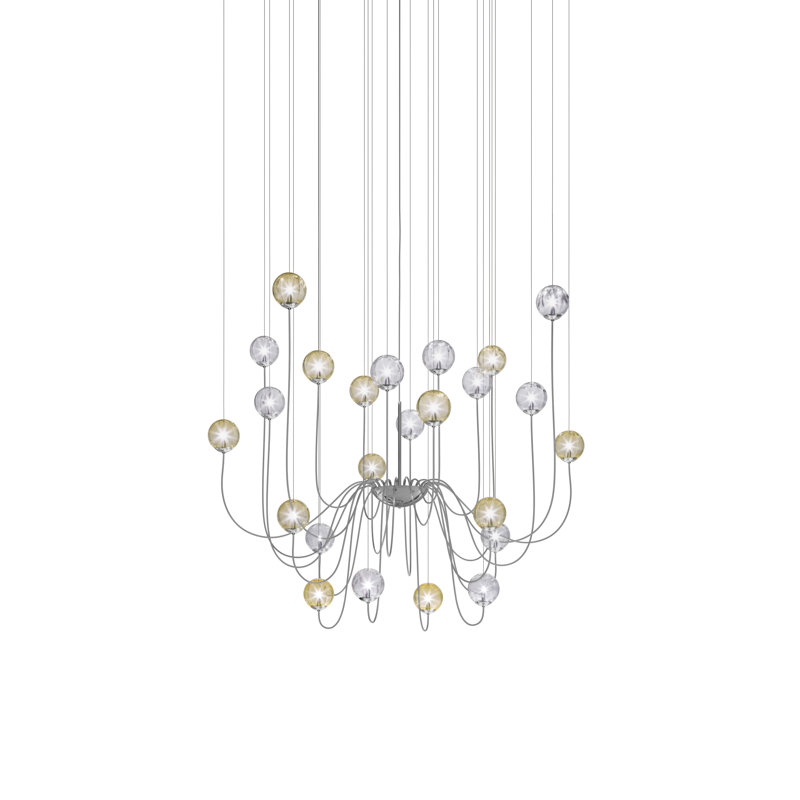 Puppet 24 - Light Chandelier, Amber Transparent;Crystal Transparent, Glossy Chrome
