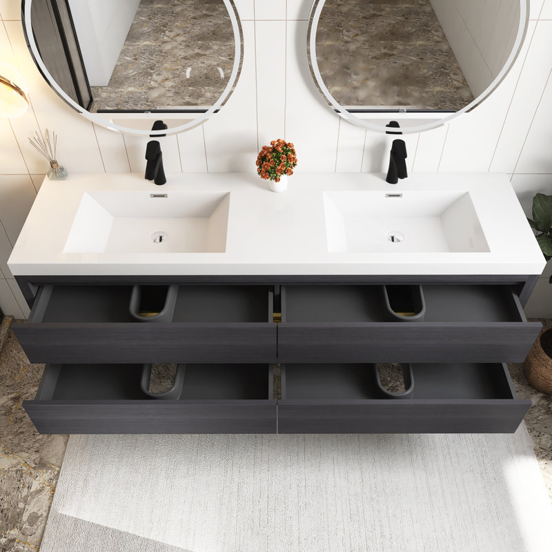 Meuble-lavabo mural 72 po avec lavabo, Espresso