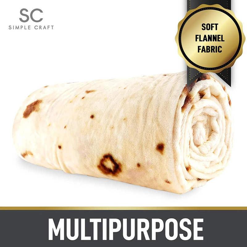 60-Inch Reversible Fleece Tortilla Throw Blanket
