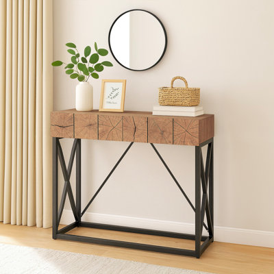 43" W Rustic Console Table with 2 Hidden Drawers