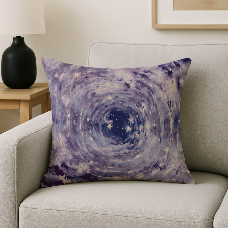Coussin décoratif intérieur et extérieur Modern, Mauve abstrait 6, Carré 18 po