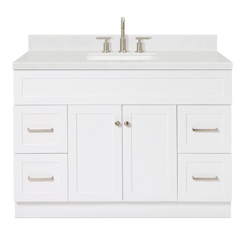 Hamlet 48.25'' Bathroom Vanity with Carrara Quartz Top, White