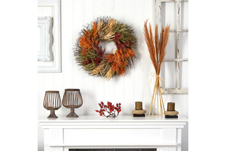fall wreath mantel ideas