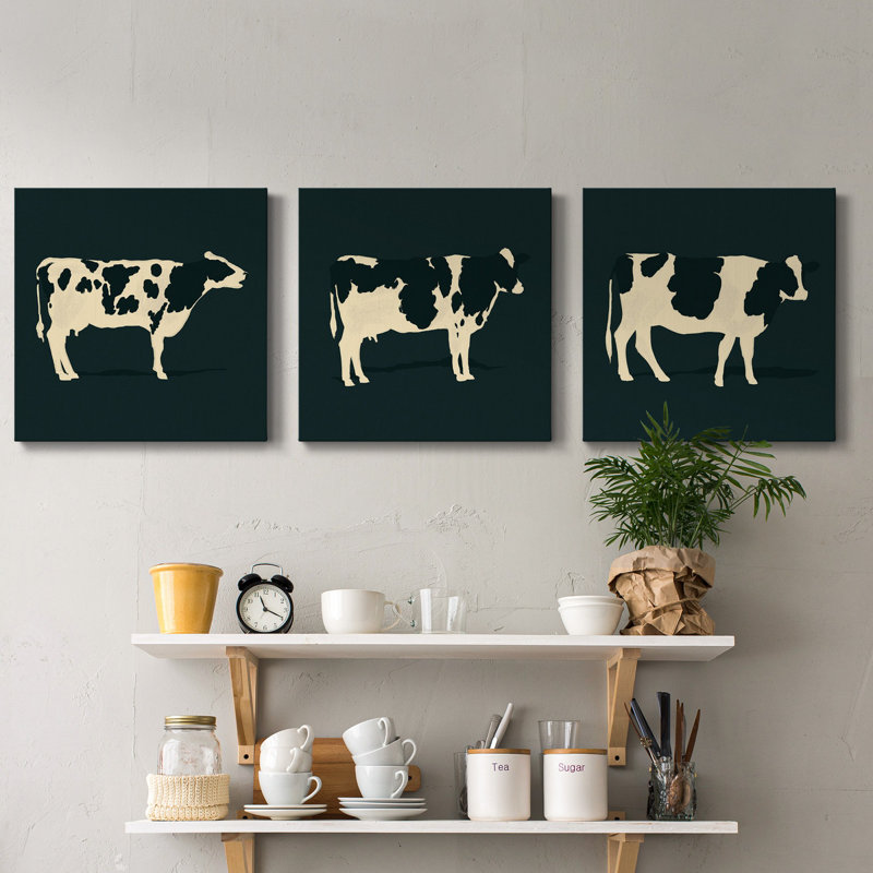 «Refined Holstein I», ensemble de 3 impressions sur toile tendue, H 16 po x l 48 po x P 1 po