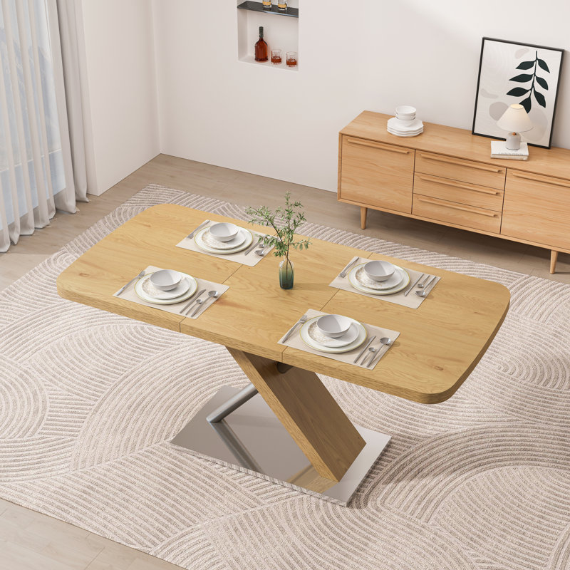 Table de salle à manger extensible pour 4 à 6 personnes, conception peu encombrante avec base en métal durable