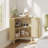  2 - Door Corner Accent Cabinet, Storage Cabinet With Recessed Power Strip & Adjustable Shelf, Space-saving Corner Furniture For Living Room Bathroom Kitchen