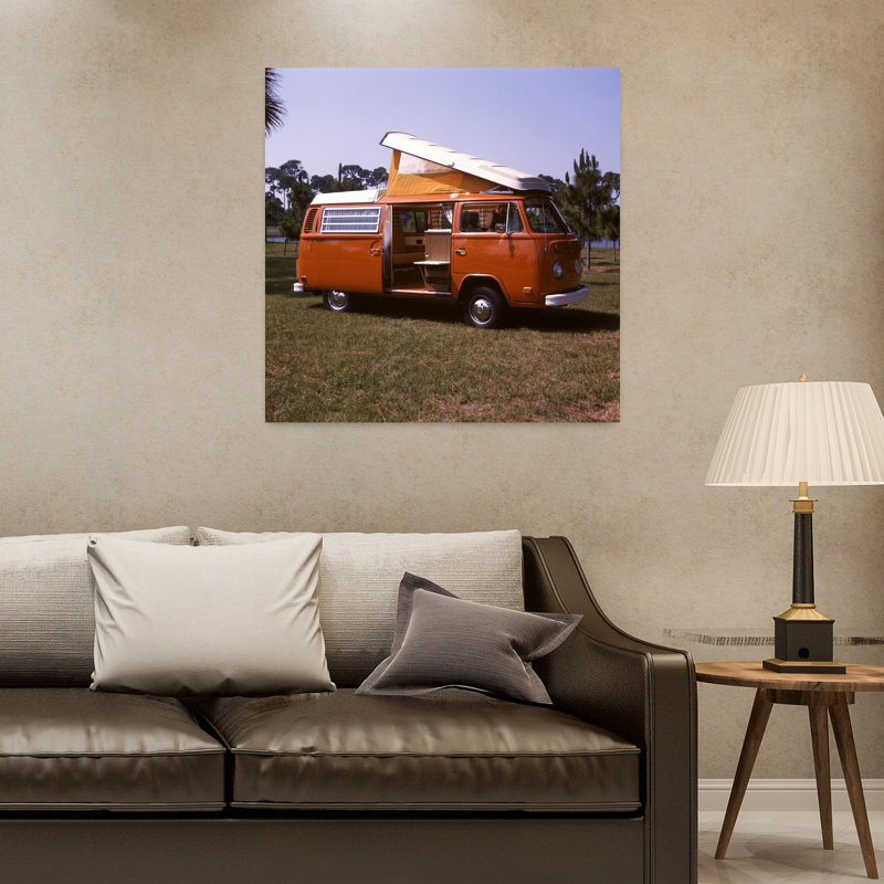 «1970S», autobus de la maison de l'automobile, orange, toit, ouverture, toit, classique, rétro, architecture rétro, art mural