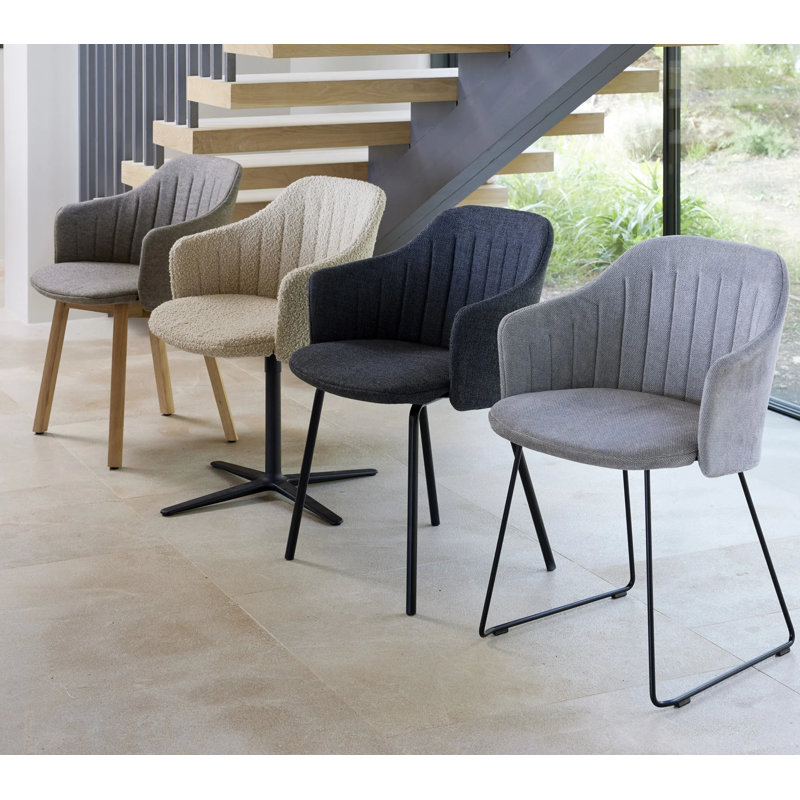Choice Chair Indoor and Four Steel Legs Base with Upholstery Cover Set (Cane-line Ambience Seat-Back Cover), Dark Gray, Black