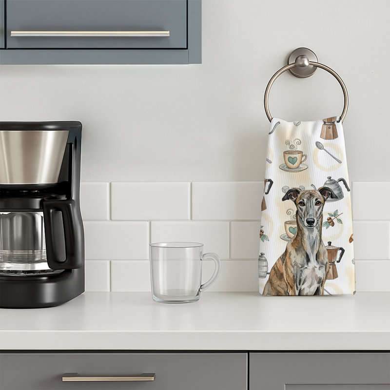 Brindle Greyhound Coffee Bar Kitchen Towel, Brindle Greyhound