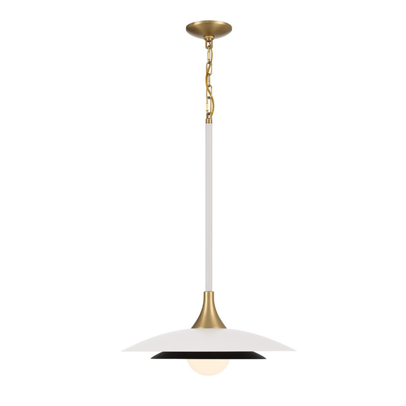 Luminaire suspendu 1 lumière Welsh, Blanc / noir