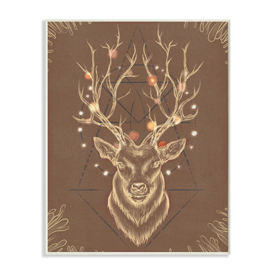 Croquis géométrique abstrait de bois de cerf rustique par Ziwei Li - impression d'art graphique