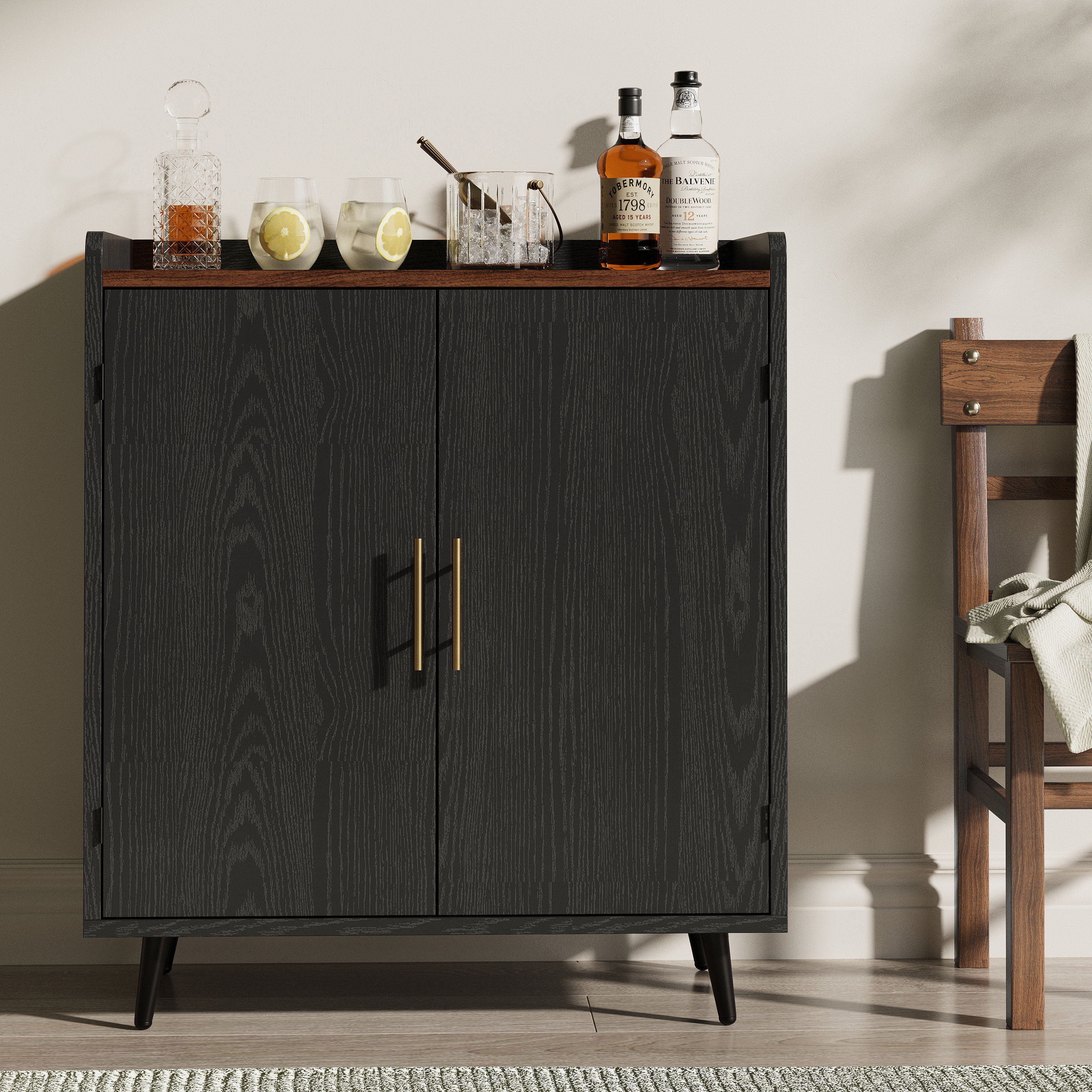 George Oliver Mid-Century Home Bar Cabinet with Storage