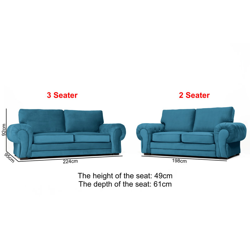 Fonda 2 Piece Velvet Standard Living Room Set, Ocean