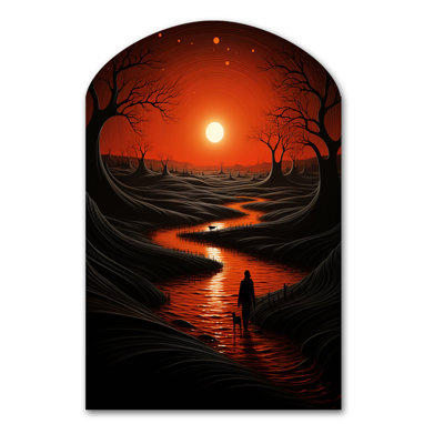 «Magical Sunset Over Minimal River Landscape I», art mural asymétrique Lakehouse