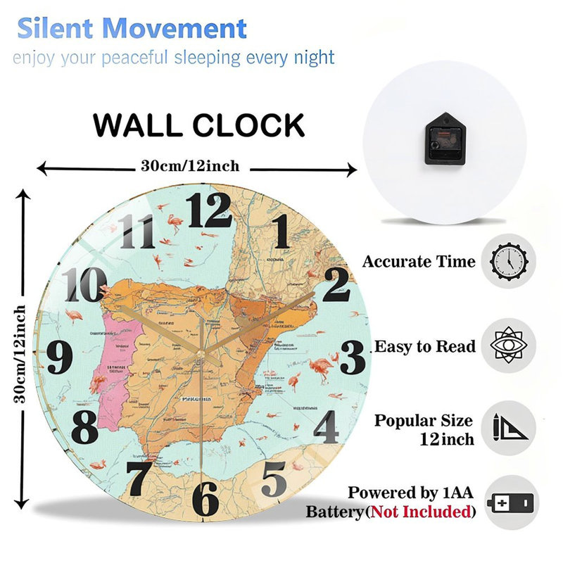 Horloge murale espagne 12 po