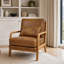Chaise longue en bois brun clair avec revêtement en tissu et rembourrage en mousse