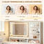 Élégante coiffeuse blanche avec miroir à DEL, 4 tiroirs de rangement, prise de courant et tabouret rembourré pour la chambre à coucher