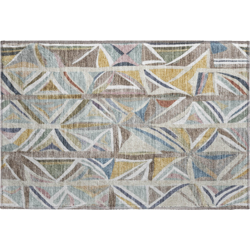 Premium Machine Washable Mayfield AMF2253 Geometric Rug, 1'8" x 2'6", Taupe