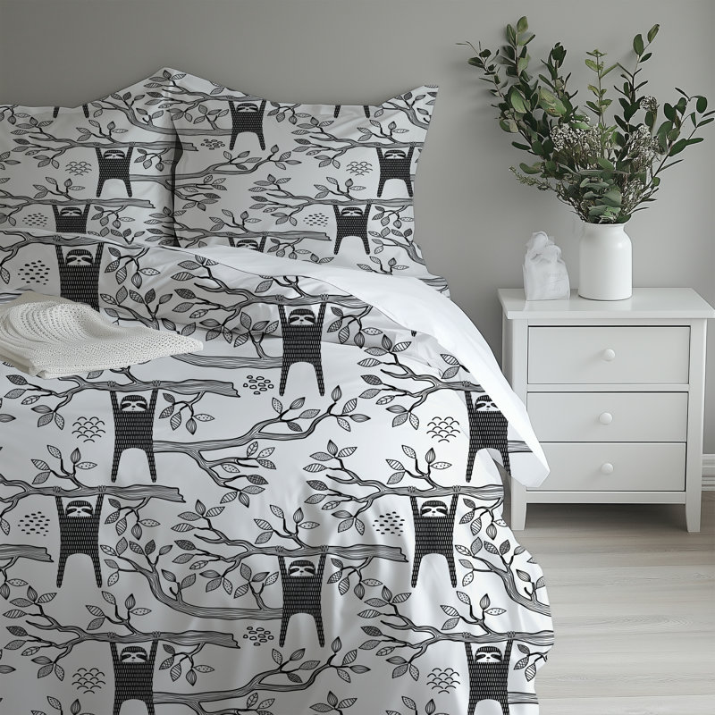 Microfiber Comforter Set, Twin Comforter + 2 Standard Shams, Black/White Animal Print