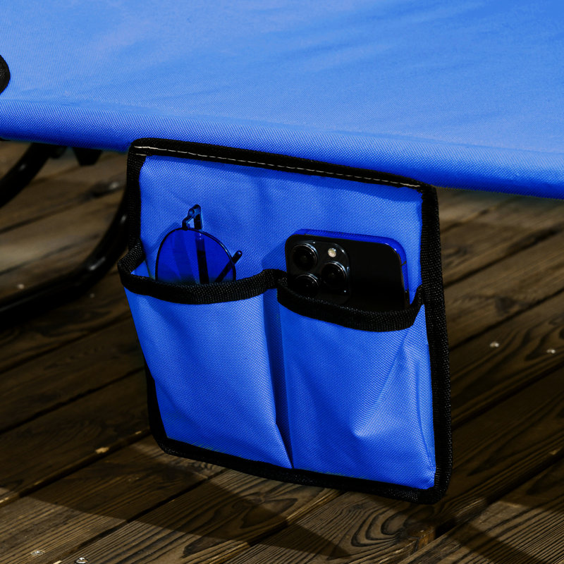 Chaises de piscine bleues pliables - Dossier inclinable avec parasol pour la cour